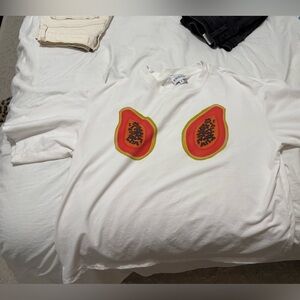 White Tee with Papaya Graphic